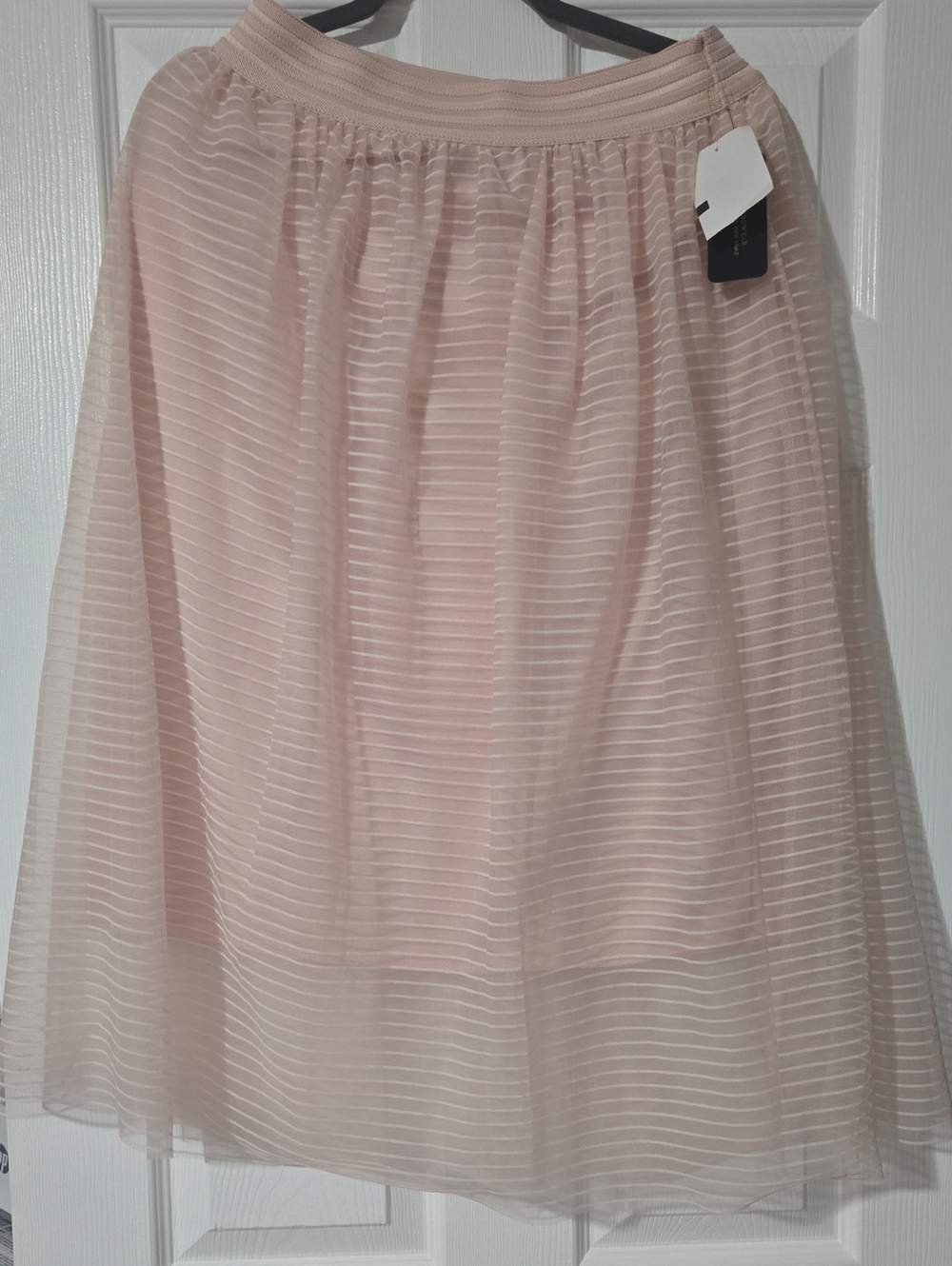 Women's Midi Pleated Mesh Skirt in Blush Pink